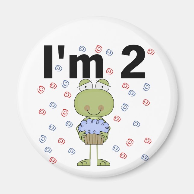 Groddar med cupkaka 2:a födelsedagsskjortor magnet (Framsidan)