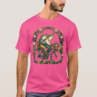 Groddar på cycle Älskare Cottagecore Frog Ridi T Shirt