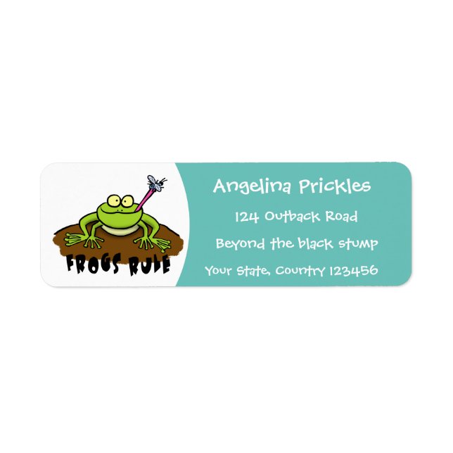 Groddar regelrätt lustig grönt groda tecknad returadress etikett (Framsidan)