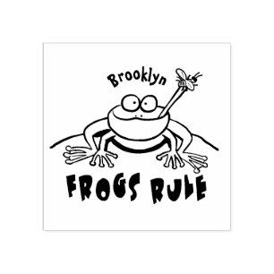 Groddar regelrätt lustig grönt groda tecknad stämpel