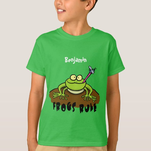 Groddar regelrätt lustig grönt groda tecknad t shirt (Framsida)