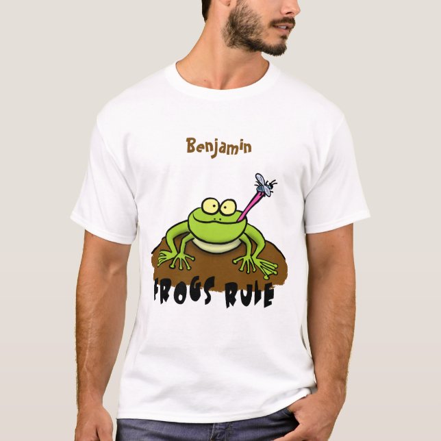 Groddar regelrätt lustig grönt groda tecknad t shirt (Framsida)