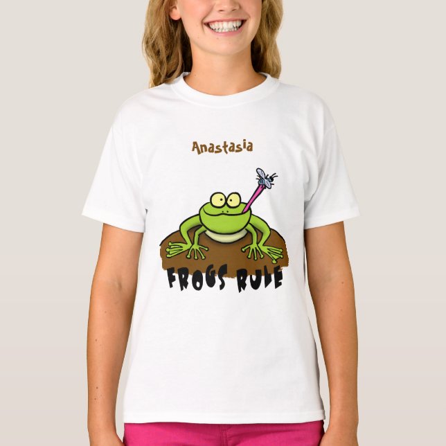 Groddar regelrätt lustig grönt groda tecknad t shirt (Framsida)
