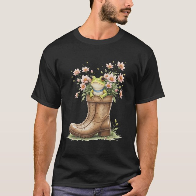 Groddgårds Stövlar Blommig Vår Groda Aes T Shirt (Framsida)