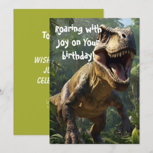 Groddkort för Dinosaur Birthday Grönt Greeting Car Inbjudningar