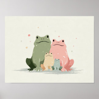 Grodfamilj – Söt Whimsisk Djurkonst Poster