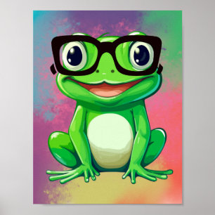 Grodfanatiker Färgglad Rolig Grod Hund PopArt Poster