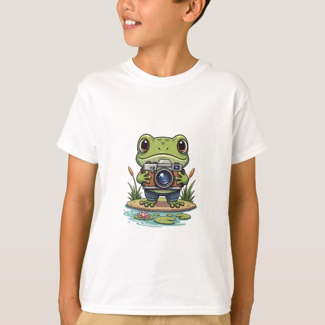Grodfotograf med kamera Barn T Shirt (Framsida)