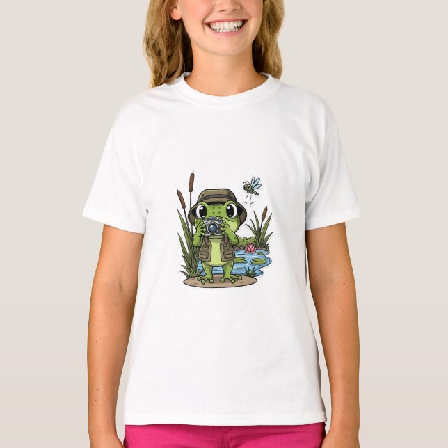 Grodfotograf vid dammen med kamera barn t shirt (Framsida)