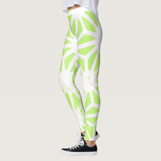 Grödgrön geometrisk mönster leggings (Vänster)