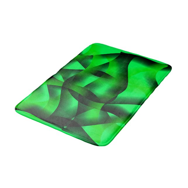 Grödgrön och svart undulering, med skugga? badrumsmatta (Vinklad)