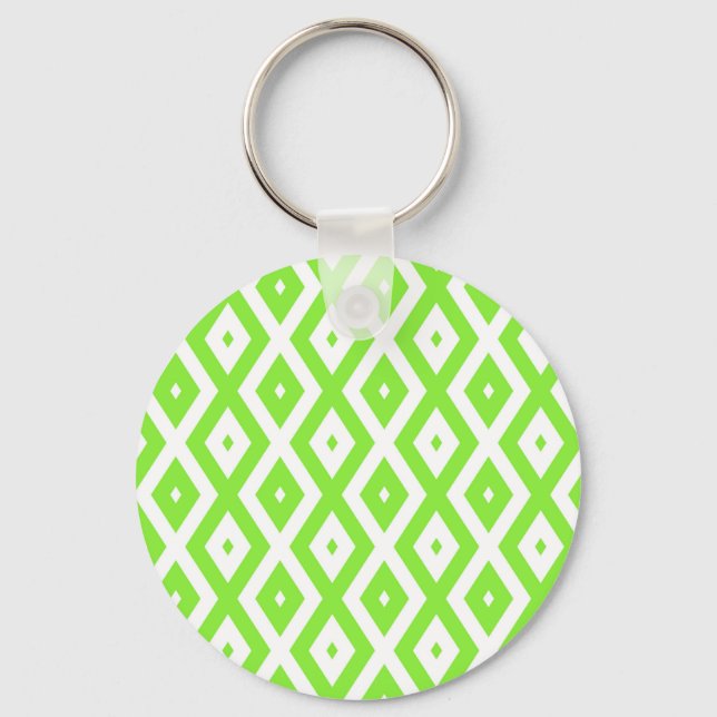 Grödgrön och vit diamant mönster nyckelring (Framsida)