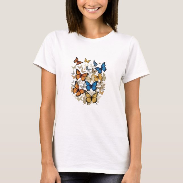 Grödlig svärm av fjärilar t shirt (Framsida)