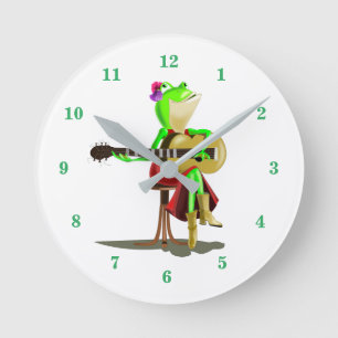 Grodling Uppspelning av Guitar Clock Anpassningsba Rund Klocka