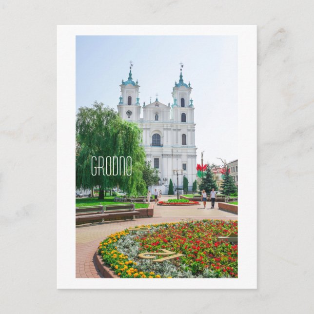 Grodno Belarus Architecture Cathedral People Vykort (Framsida)