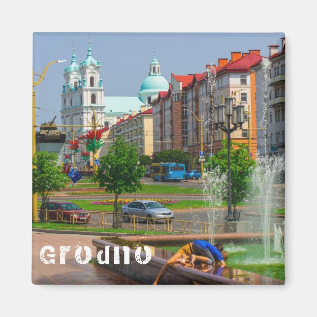 Grodno Belarus Architecture City View People Magnet (Framsidan)