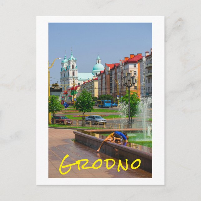 Grodno Belarus Architecture City View People Vykort (Framsida)