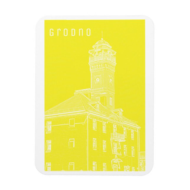 Grodno Belarus Architecture City View Vatten Torn Magnet (Vertikal)