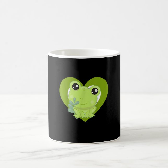 Grodor av Kärlek| Cute Kawaii Frog Heart-gåvor Kaffemugg (Center)