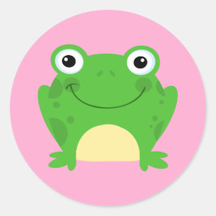 Grodor, groddjur, Grönt Cute Runt Klistermärke