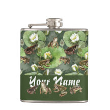 Grodor, grönt och vita vatten lilies mönster