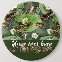 Grodor, grönt och vita vatten lilies mönster
