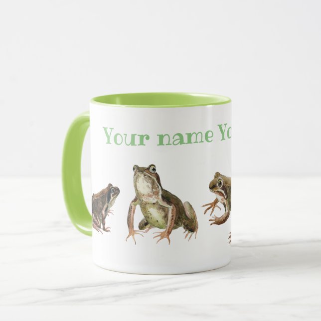 Grodor, grönt och vita vatten lilies mönster mugg (Framsida vänster)