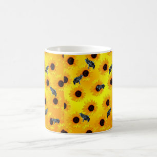 "Grodor och solblommor: en lekfull natur Mönster" Kaffemugg