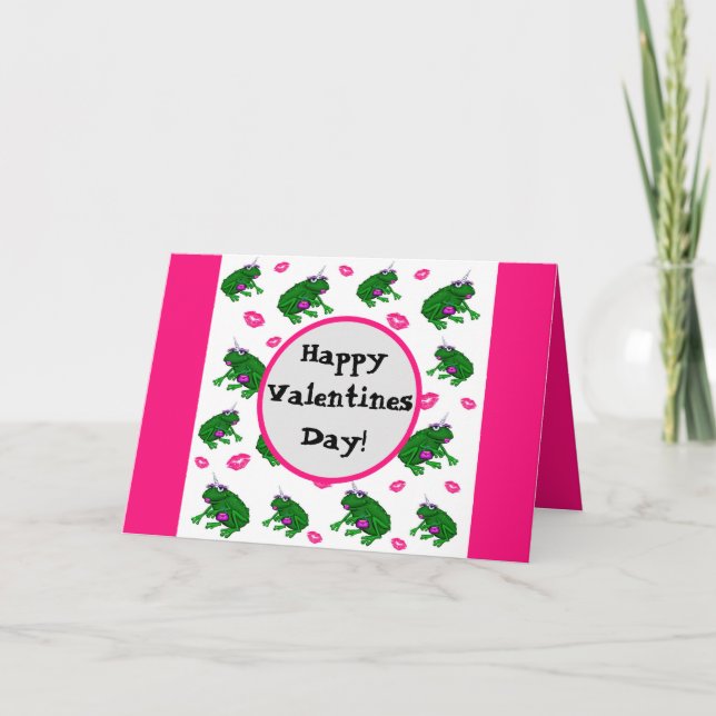 Grodor och Valentineser för Personlig av läppstift Kort (Framsida)