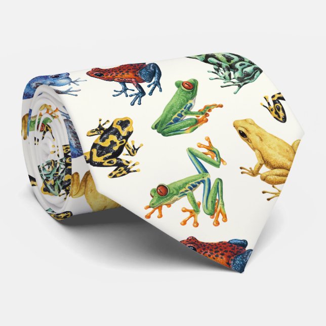 Grodor på naturligt vitt slips (Rullad)