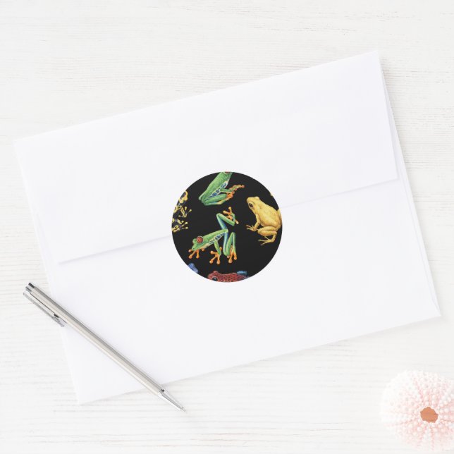 Grodor på svart runt klistermärke (Kuvert)