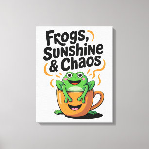Grodor, solsken och kaos - Cute Frog i Kaffe Kopp Canvastryck