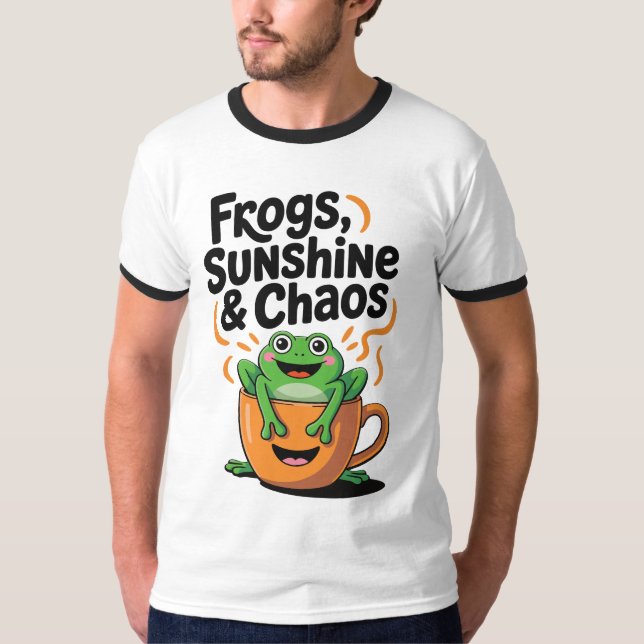 Grodor, solsken och kaos - Cute Frog i Kaffe Kopp T Shirt (Framsida)