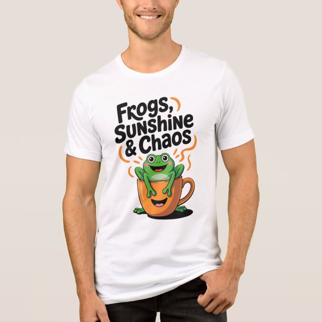 Grodor, solsken och kaos - Cute Frog i Kaffe Kopp T Shirt (Framsida)