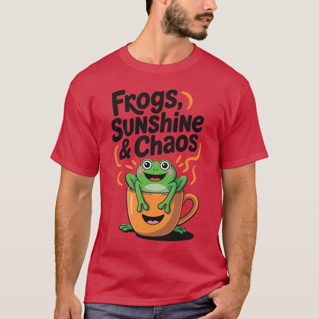 Grodor, solsken och kaos - Cute Frog i Kaffe Kopp T Shirt (Framsida)