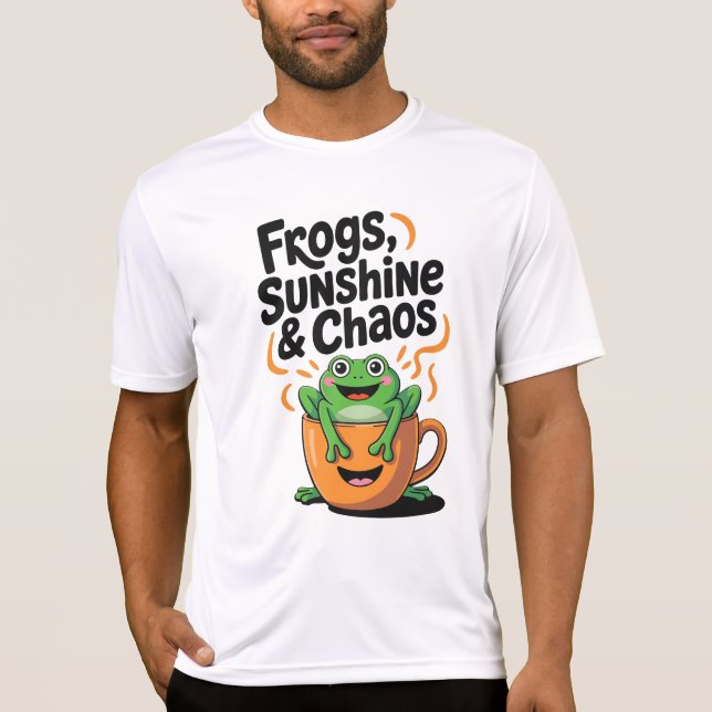 Grodor, solsken och kaos - Cute Frog i Kaffe Kopp T Shirt (Framsida)
