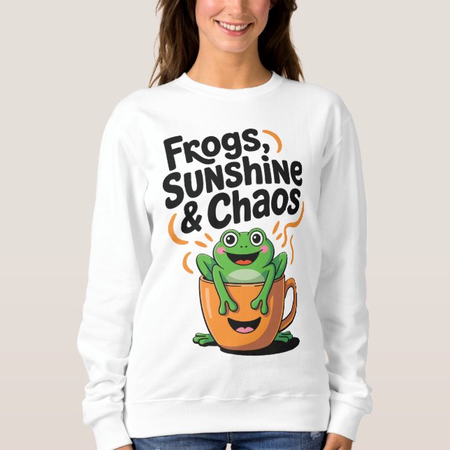Grodor, solsken och kaos - Cute Frog i Kaffe Kopp T Shirt (Framsida)
