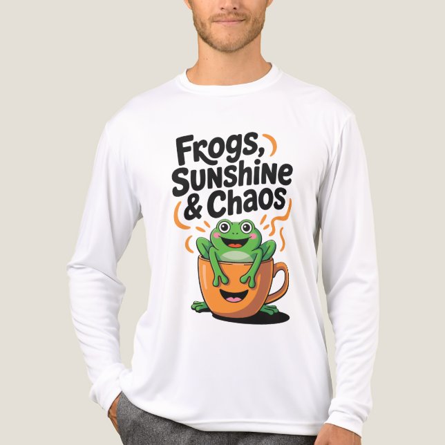 Grodor, solsken och kaos - Cute Frog i Kaffe Kopp T Shirt (Framsida)