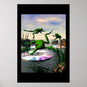 Grodor som hoppar på CD liljadynor Poster