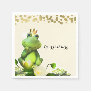 Grodprinsen Grön och Guld Baby Shower Anpassad Fes Pappersservett