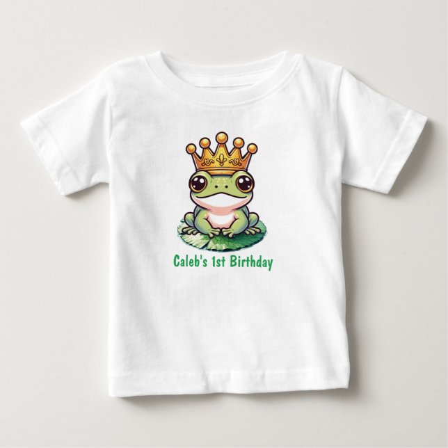 Grodprinsen i guldkrona saga 1-års födelsedag t shirt (Framsida)