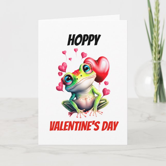 Grodslag | Hoppy Valentines Day, söt skumpun Helgkort (Framsida)