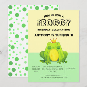 Grody baby 1-årsdag grön konfetti personlig inbjudningar