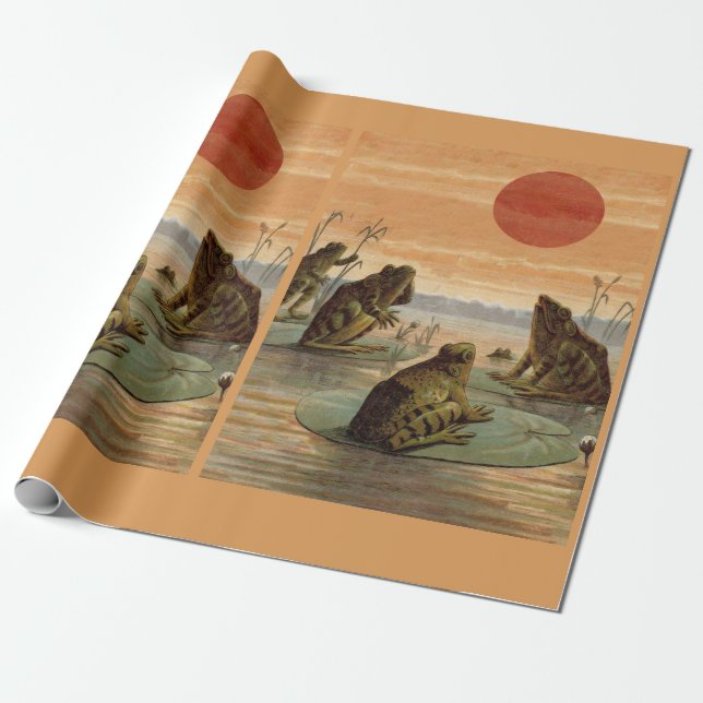 Grodyblad Måne Illustration Presentpapper (Utrullad)