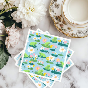 Grodyngel och näckrosblad Söt BABYSHOWER Födelseda Pappersservett