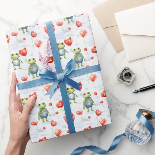 Grodyor och röda blommor presentpapper (Gifting)