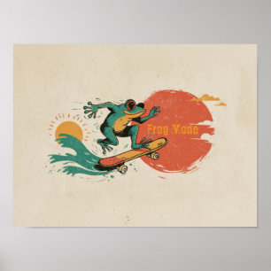 Grodyra – Retro Surf Skate Groda Konst Poster