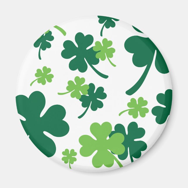 Groen klavertje vier blaadjes. St. Patrick's Day Magnet (Framsidan)