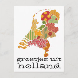 Groetjes Uit Holland Province Karta Patchwork Stil Vykort