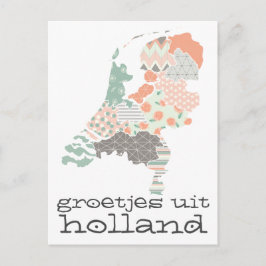 Groetjes Uit Holland Province Karta Patchwork Stil Vykort